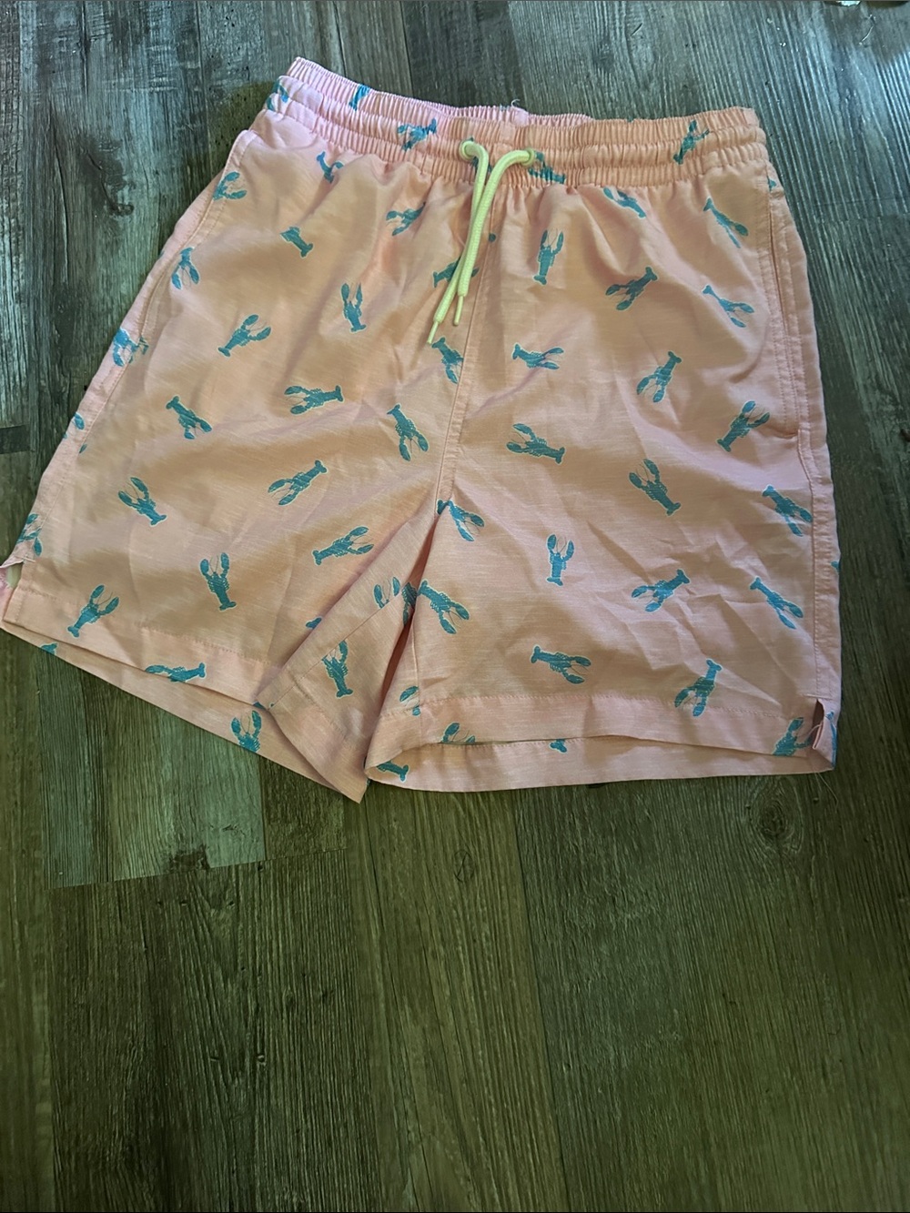 Kids' Pink lobster -Print Swim Trunks with Drawstring